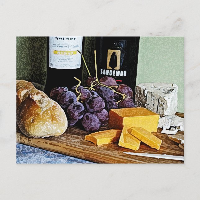 Postal Queso de pan de vino y uvas siguen vivas (Anverso)