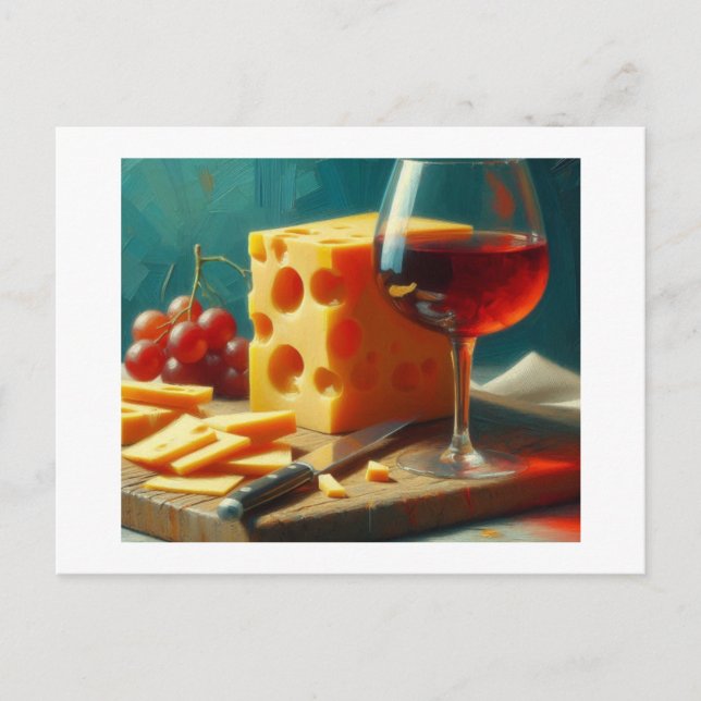 Postal Queso, vino y uvas, (Anverso)