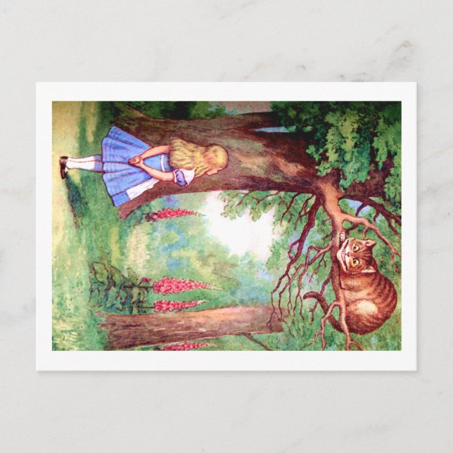 POSTAL "¿QUIÉN ERES?" EL CHESHIRE CAT LE PREGUNTA A ALICE (Anverso)