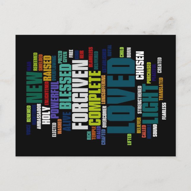 Postal Quién soy en Cristo Antecedentes Oscuros (Anverso)