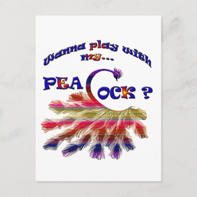 Postal ¿Quieres jugar con mi pavo real? (Anverso)