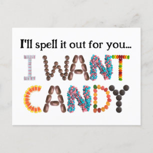 Postal Quiero Candy Funny Halloween
