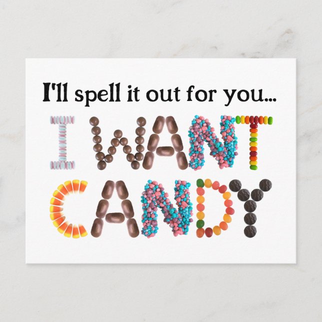 Postal Quiero Candy Funny Halloween (Anverso)