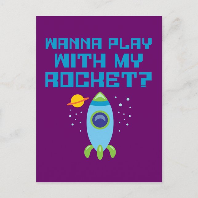 Postal Quiero jugar con mi cohete (Anverso)