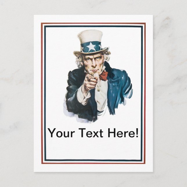 Postal Quiero Que El Tío Sam Personalizar Tu Texto (Anverso)