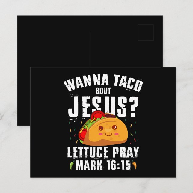 Postal Quiero Taco Sobre Jesús Cinco de Mayo Cristiano (Anverso / Reverso)