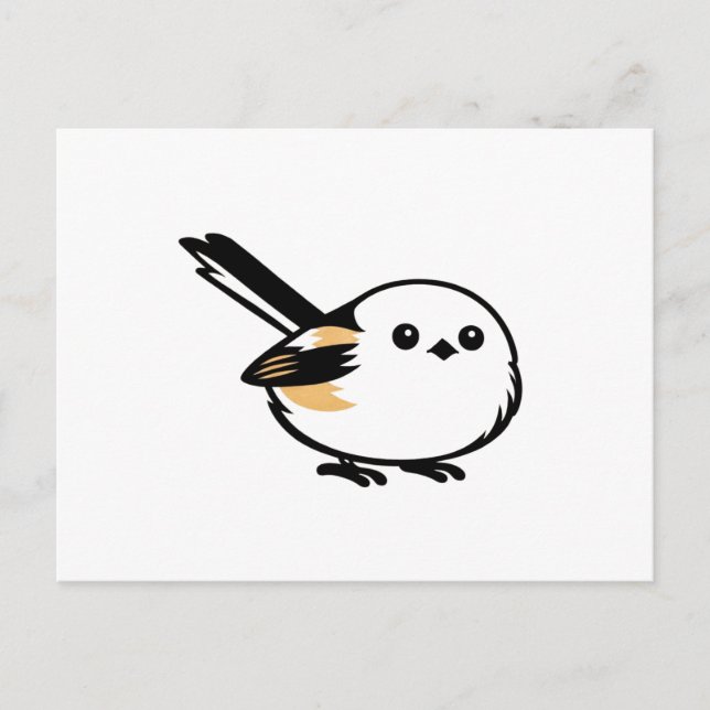 Postal Quiet Minimal Long-Tailed Tit Illustration (Anverso)