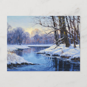 Postal Quietud invernal junto al río Havel congelado