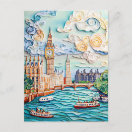 Postal Quilling Big Ben en la Torre de Londres