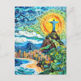 Postal Quilling Cristo Redentor en Río