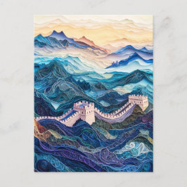 Postal Quilling Gran Muralla de China al amanecer
