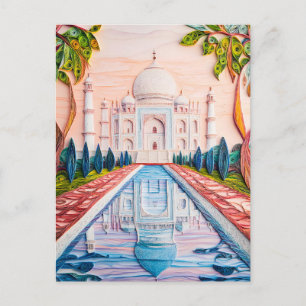 Postal Quilling Taj Mahal al amanecer