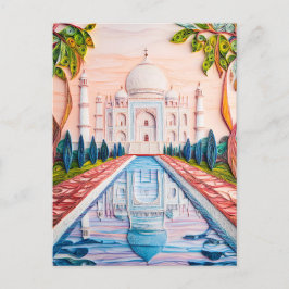 Postal Quilling Taj Mahal en Sunrise
