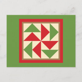 Postal Quilt Postcard - El rompecabezas del holandés (roj