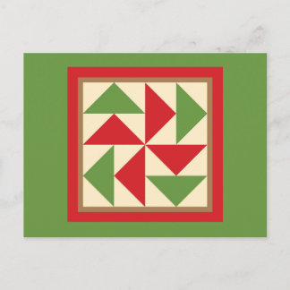 Postal Quilt Postcard - El rompecabezas del holandés (roj