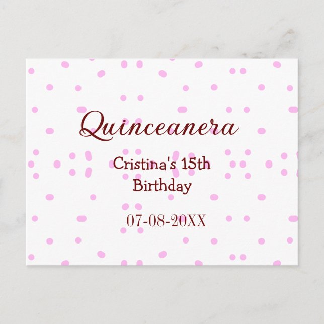 Postal Quinceañera años cumpleaños 15 agregar nombre punt (Anverso)