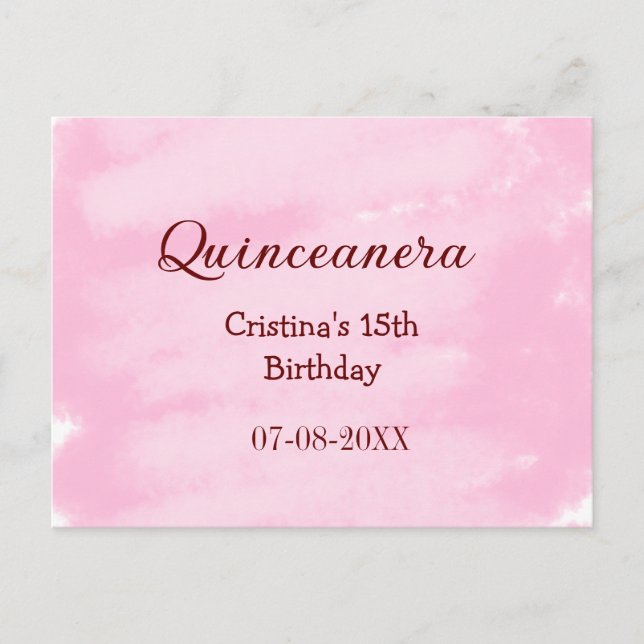 Postal Quinceañera años cumpleaños 15 agregar nombre text (Anverso)