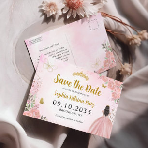 Postal Quinceanera de oro rosado de Rubor moderna salva l