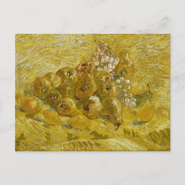 Postal Quinces Lemons orrea uvas de Van Gogh (Anverso)