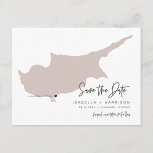 Postal QUINN- Mapa de Chipre salva la fecha (¡Corazón móv