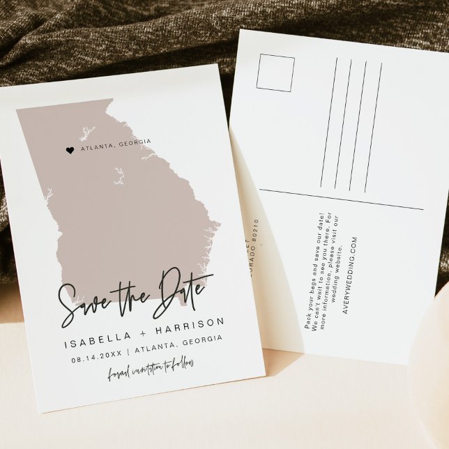 Postal QUINN- Mapa de Georgia Salva la fecha móvil del co (Subido por el creador)