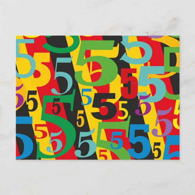 Postal Quinto, 55 o 50 cumpleaños o aniversario #5 (Anverso)