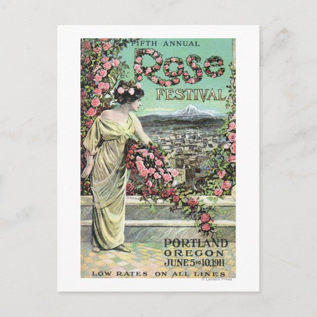 Postal Quinto Anuncio Anual del Festival de Rosas (Anverso)