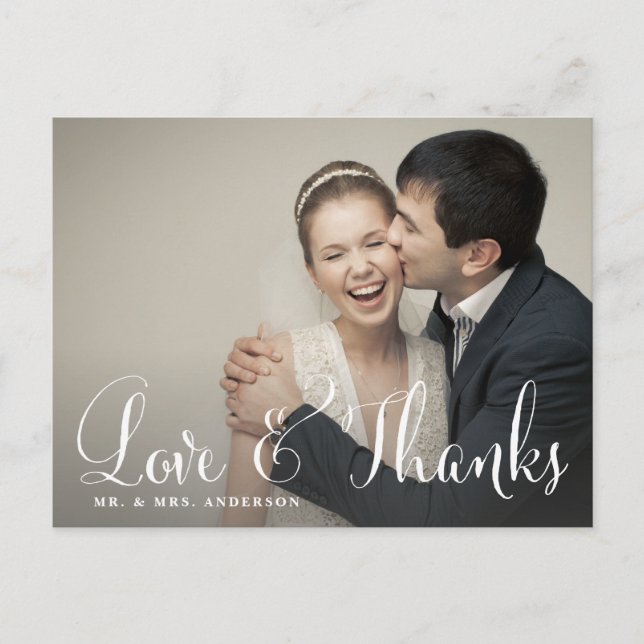 Postal Quirky Whimsical Script Boda Gracias Postcard (Anverso)