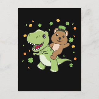 Postal Quokka con T-rex St. Patrick's Day Ireland Postca