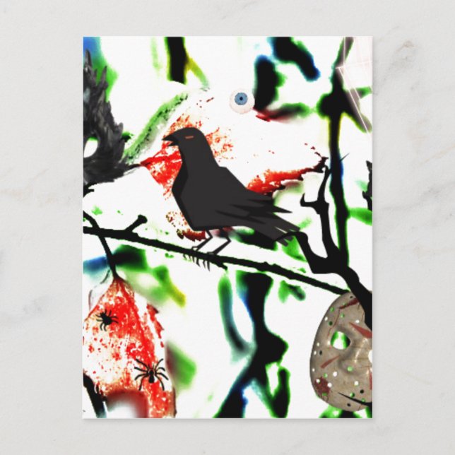 Postal Quoth the Raven Nevermore, Collage de Halloween (Anverso)
