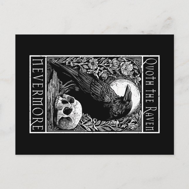Postal Quoth the Raven - Nevermore - Edgar Allan Poe (Anverso)