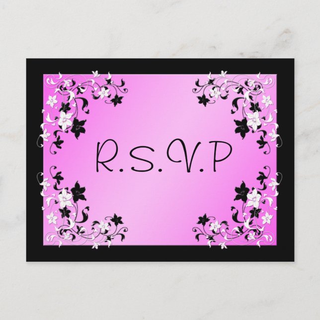 Postal R.S.V.P rosa y negra (Anverso)