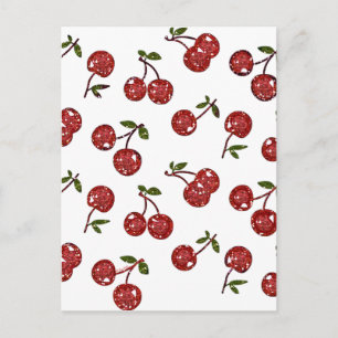 Postal RAB Rockabilly Cerezas Muy Cerezas En Blanco