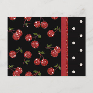 Postal RAB Rockabilly Cerezas Muy Cerezas Negro