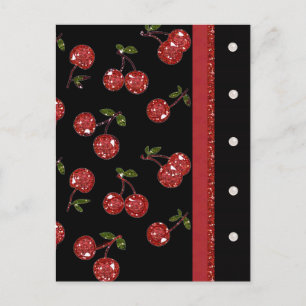 Postal RAB Rockabilly Cerezas Muy Cerezas Negro