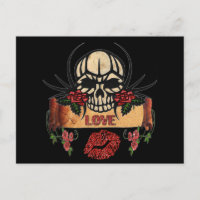RAB Rockabilly Cráneo Rosas Amor Lápiz Labial