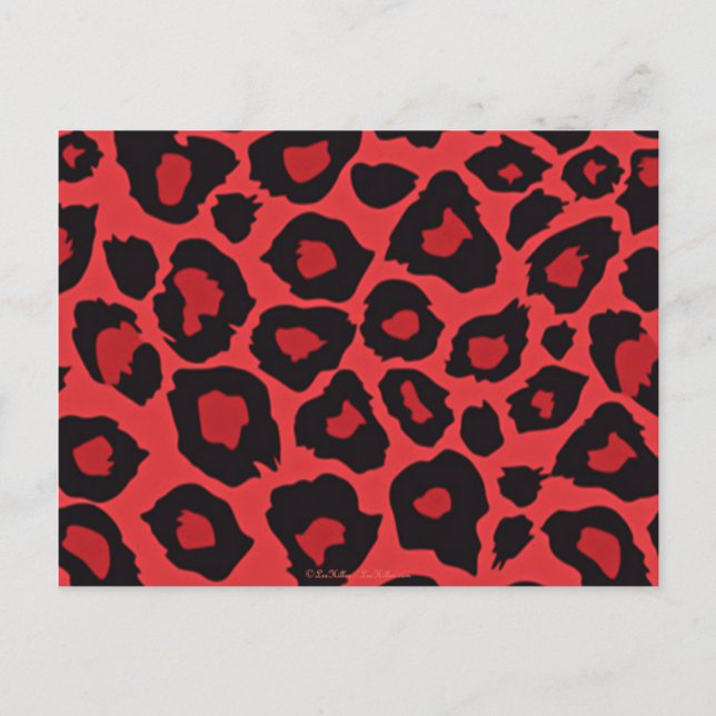 Postal RAB Rockabilly Estampado Leopardo Rojo Negro (Anverso)