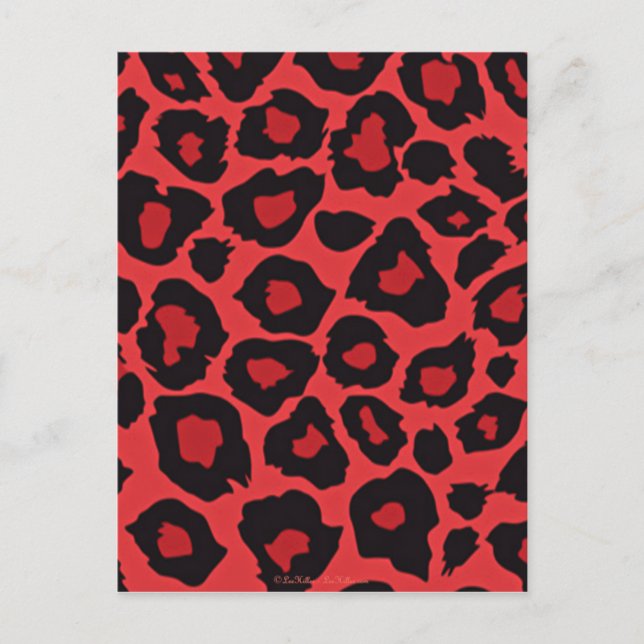 Postal RAB Rockabilly Estampado Leopardo Rojo Negro (Anverso)
