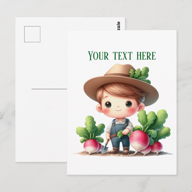 Postal Rabanitos divertidos granjero personalizable  (Anverso / Reverso)