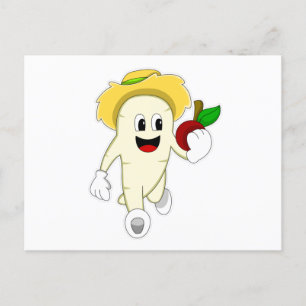 Postal Rábano como granjero con frutas