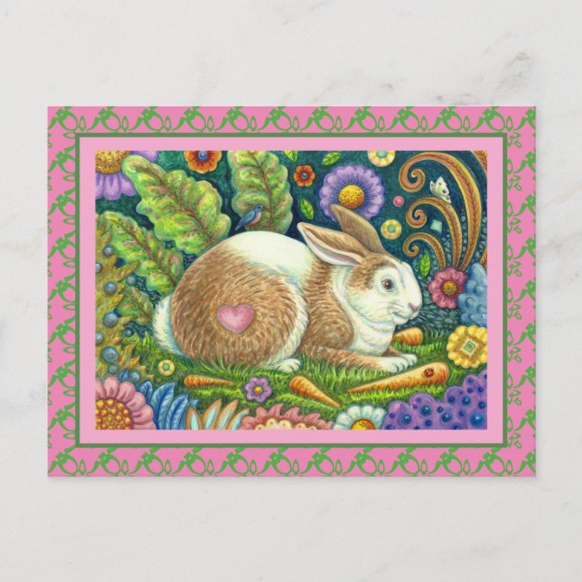 POSTAL RABBIT DE ARTE FOLLAR, BLUEBIRD, JARDÍN SECRETO BL (Anverso)