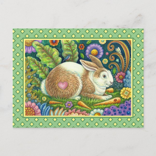POSTAL RABBIT DE ARTE FOLLAR Y BLUEBIRD EN JARDÍN SECRETO (Anverso)