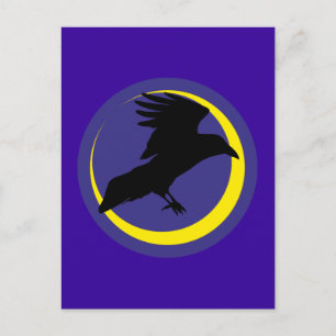 Postal Rabe Mond Halbmond luna raven media luna