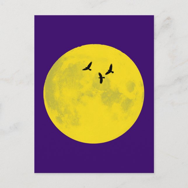 Postal Raben Mond raven moon (Anverso)