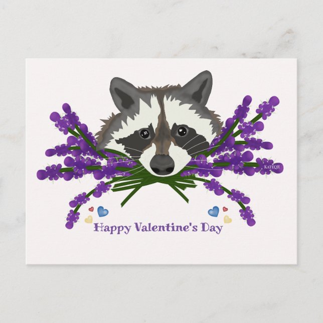 Postal Racco con lavanda. Feliz Día de San Valentín (Anverso)