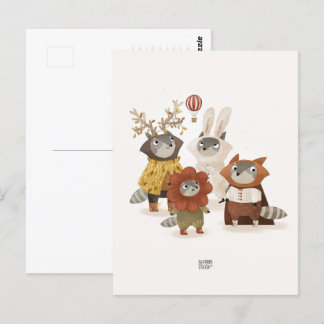 Postal Raccones de Alexandra Dikaia