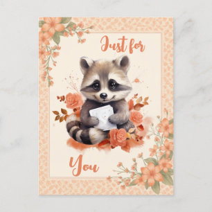 Postal Raccoon acuarela de primavera - Sólo para usted