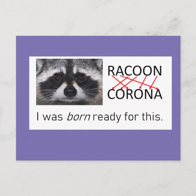 Postal Raccoon anagram Corona consiguió que 19 hacer la m (Anverso)