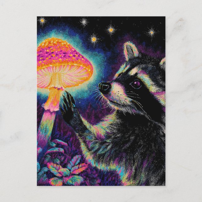 Postal Raccoon and a Mushroom (Anverso)