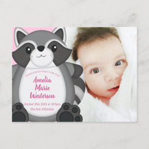 Postal Raccoon Baby Shower Pink